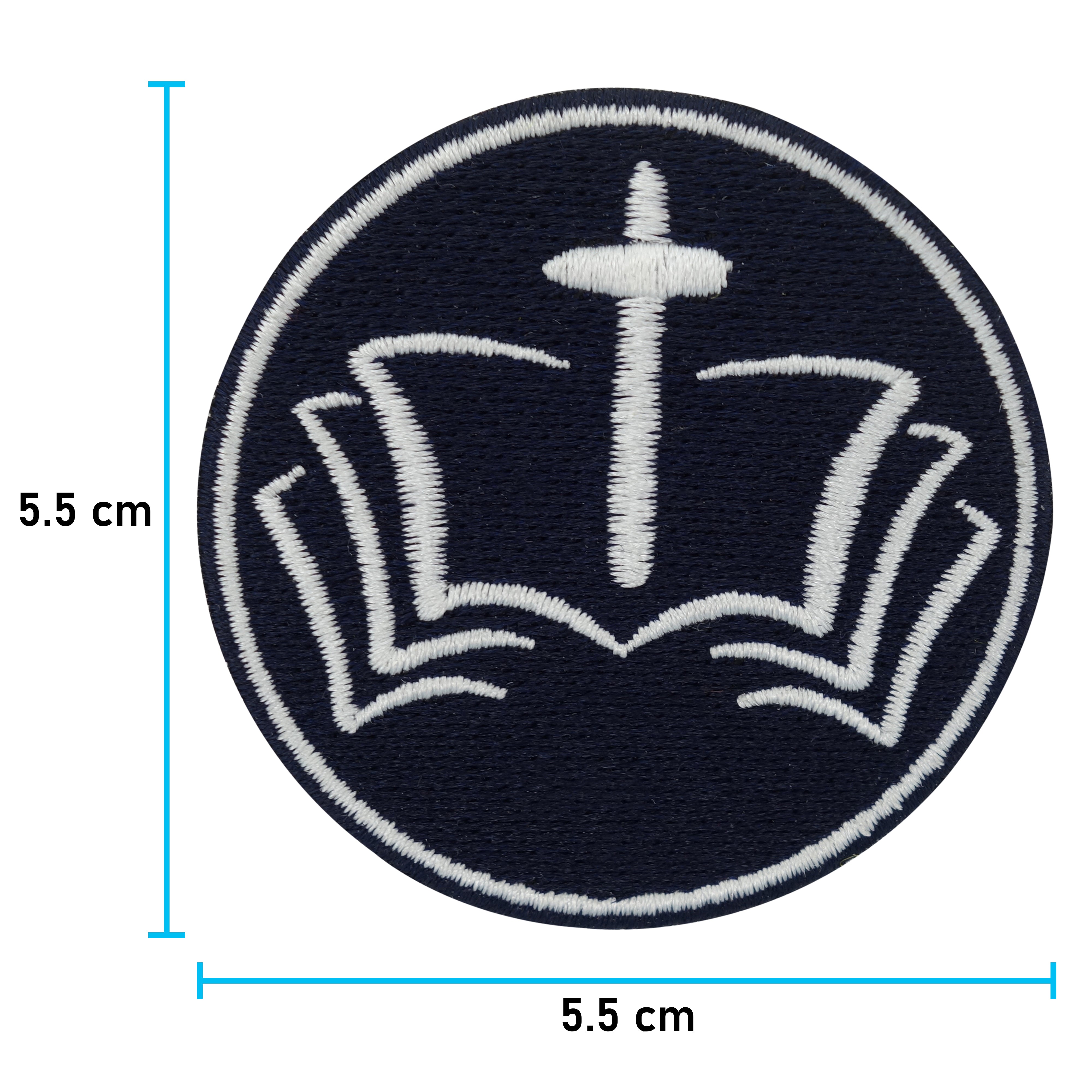 Bibel mit Kreuz Patch mit der Maße: 5,5 x 5,5 cm