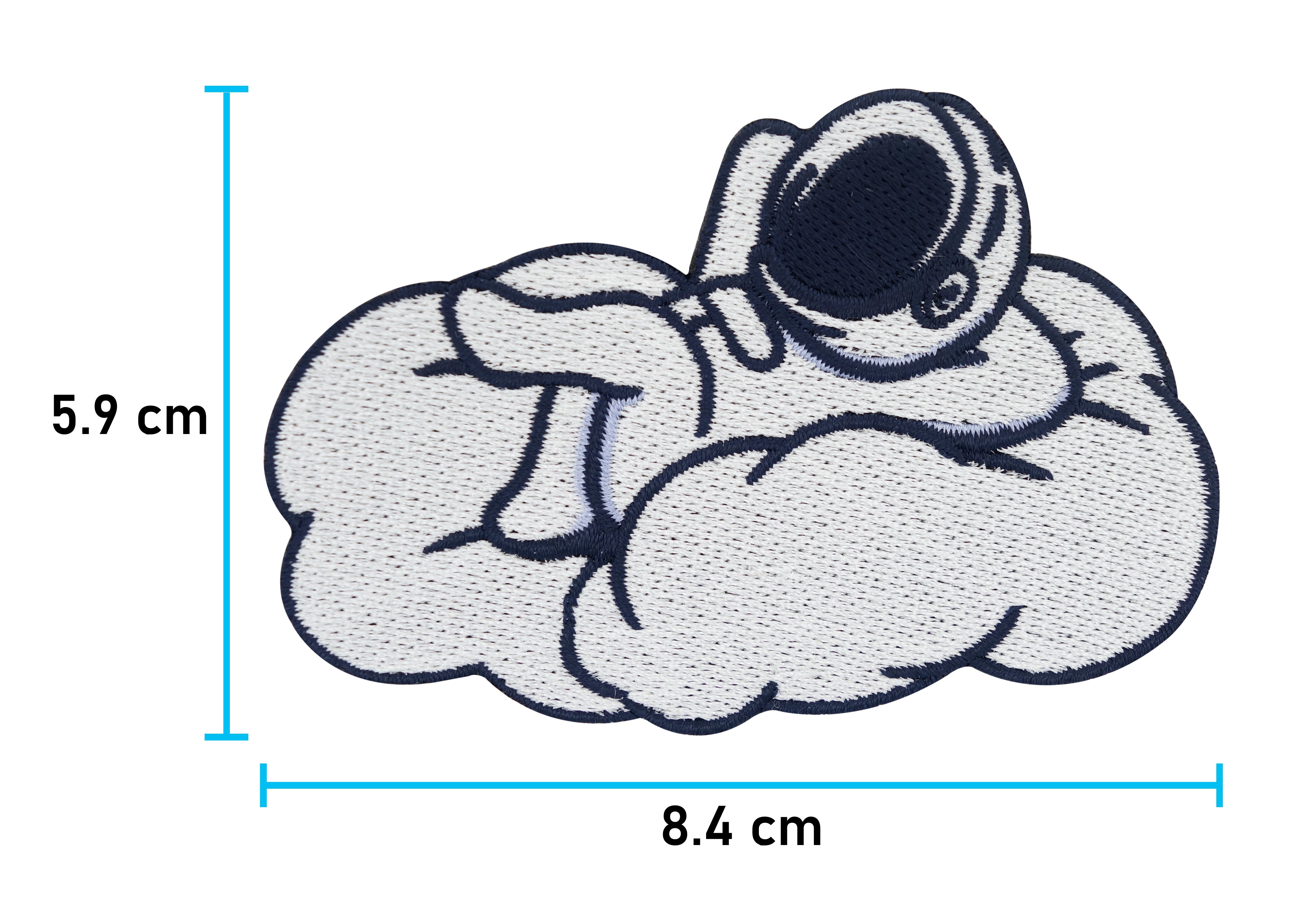 Astronaut auf Wolke Patch mit der Maße: 5,9 x 8,4 cm