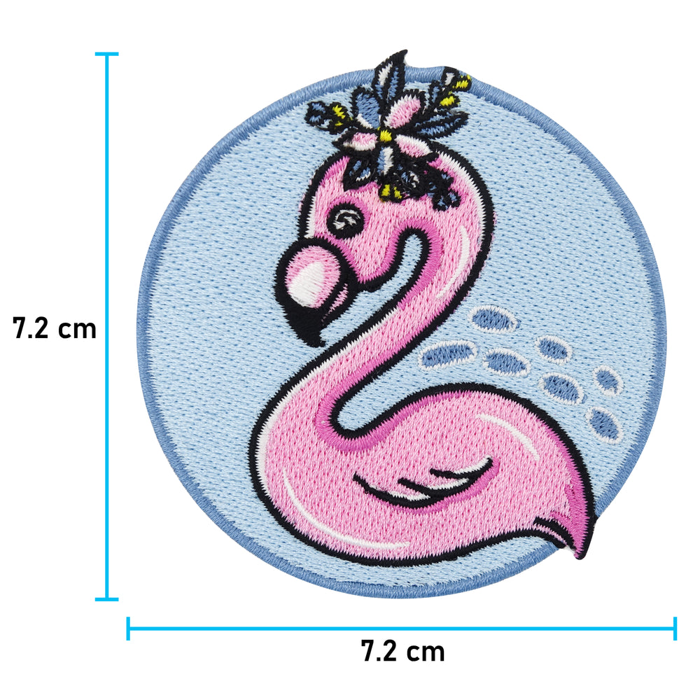 Flamingo Patch mit der Maße: 7,2 x 7,2 cm