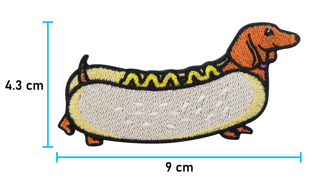 Dackel Patch mit der Maße: 4,3 x 9 cm