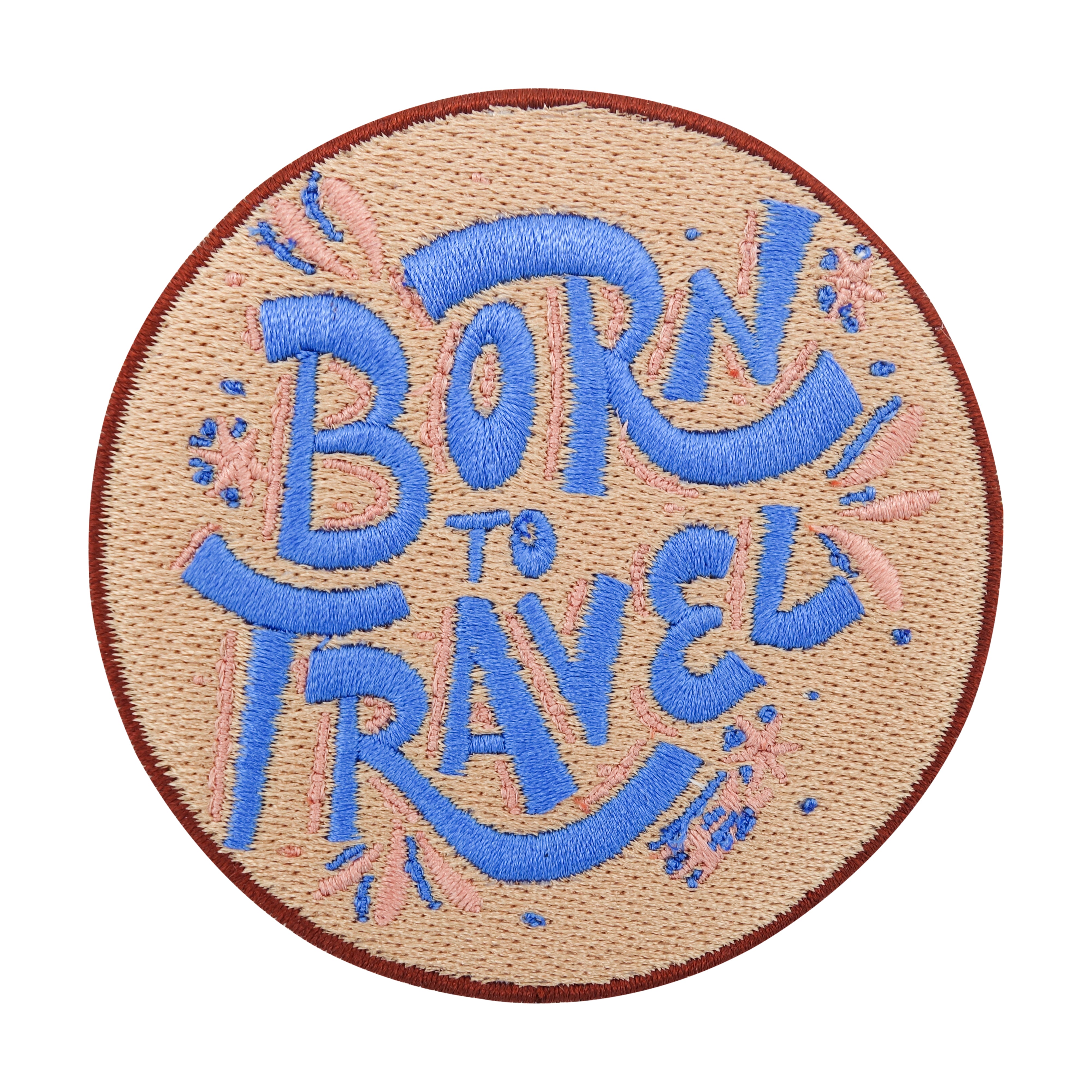 Beige-blauer Born To Travel Patch