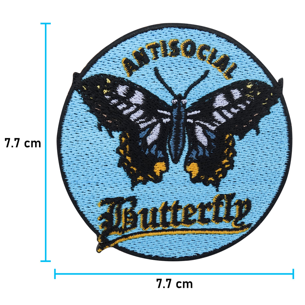 Schmetterling Patch mit der Maße: 7,7 x 7,7 cm