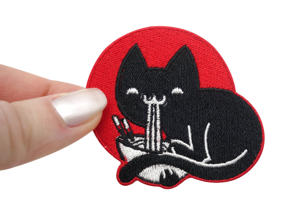 Frauenhand hält den Katzen Patch 