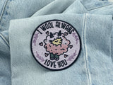 Liebes Patch auf blauer Jeans
