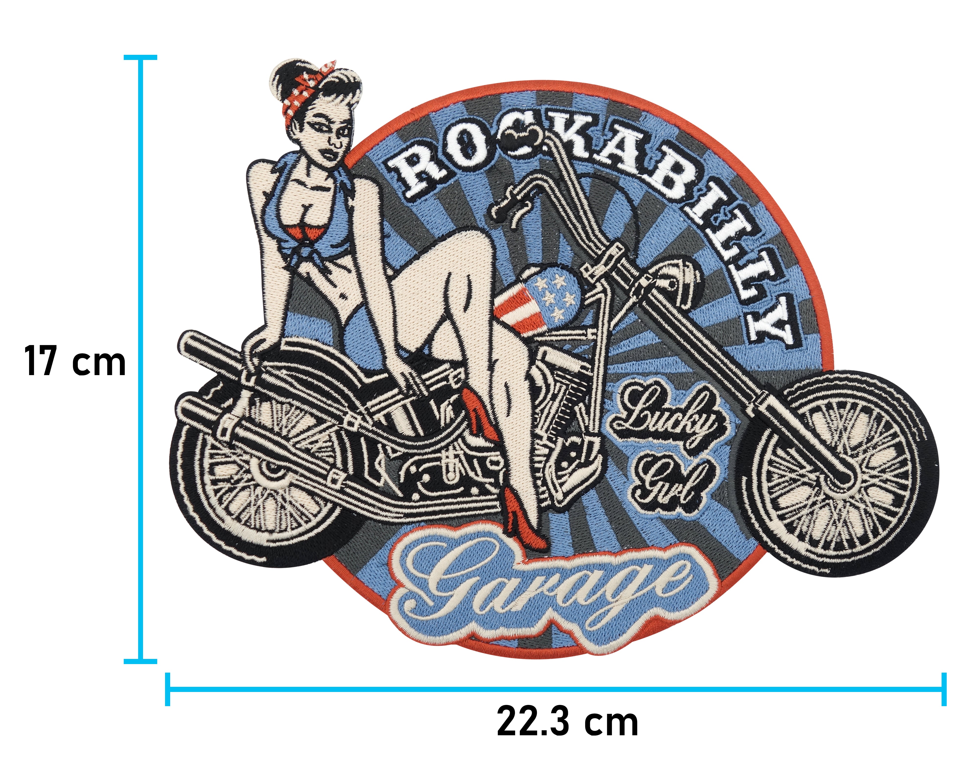Rockabilly Patch mit der Maße: 17 x 22,3 cm