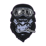 Schwarzer Gorilla mit Helm Biker Patch