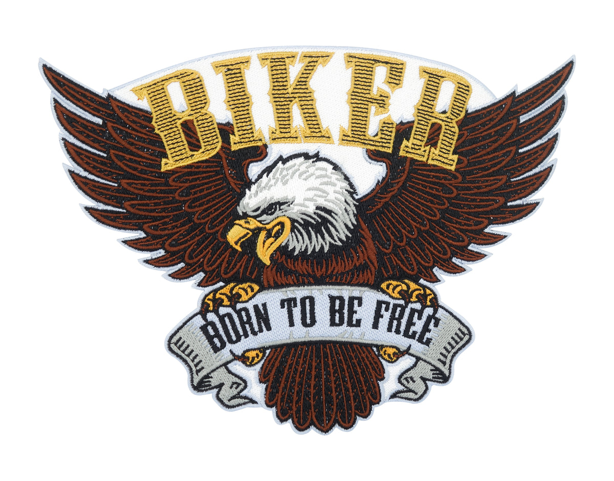 Brauner Born to Be Free Biker Adler Patch 