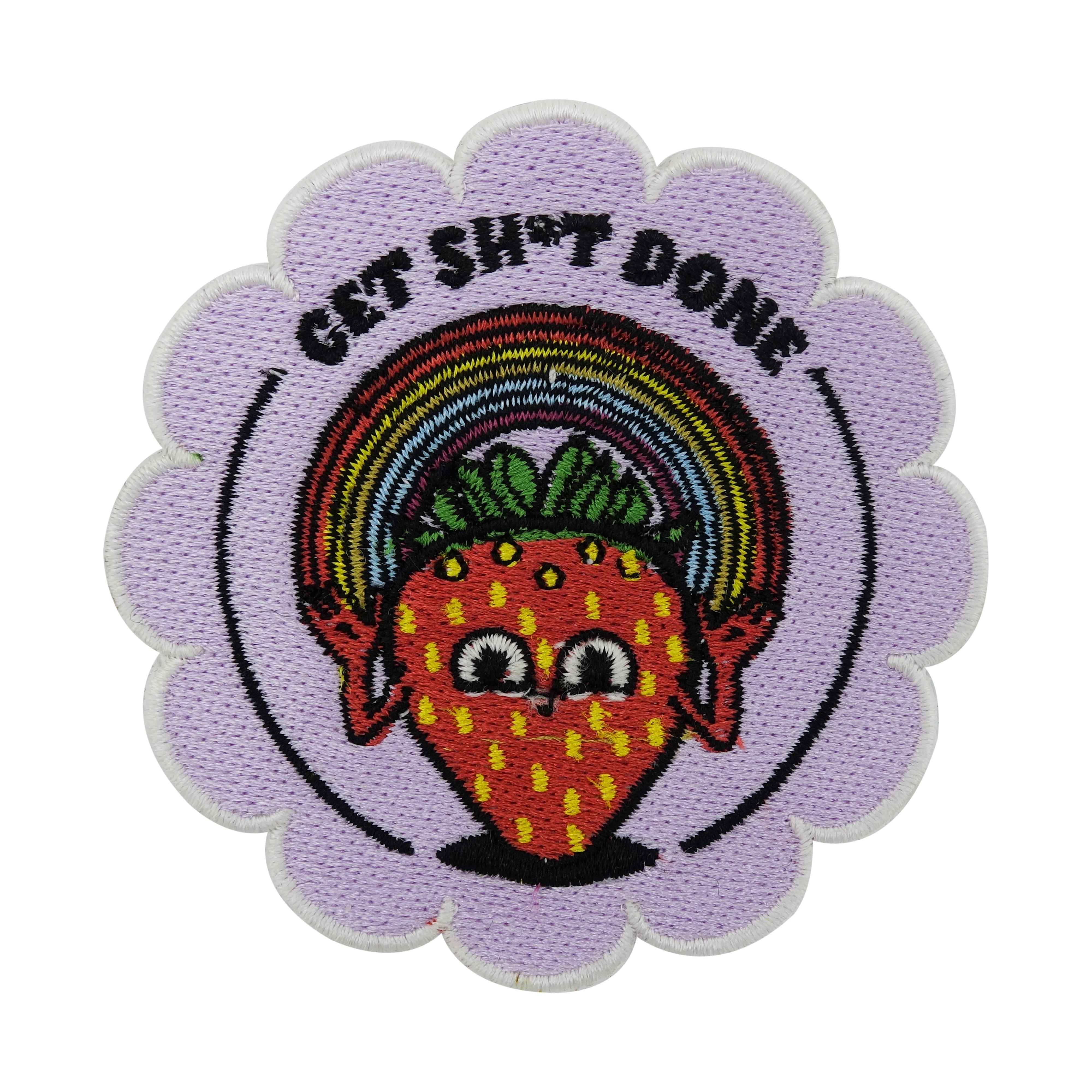 Lila Get Shit Done Erdbeere mit Regenbogen Patch