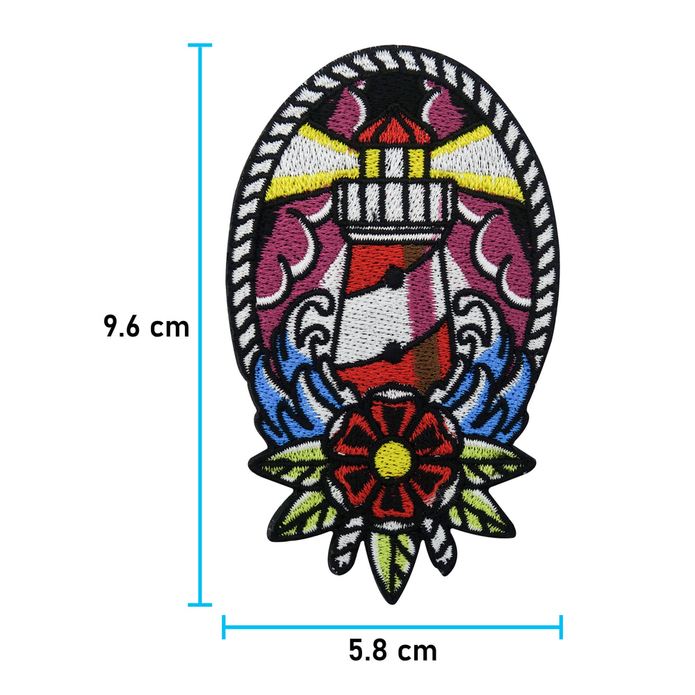 Leuchtturm Patch mit der Maße: 9,6 x 5,8 cm