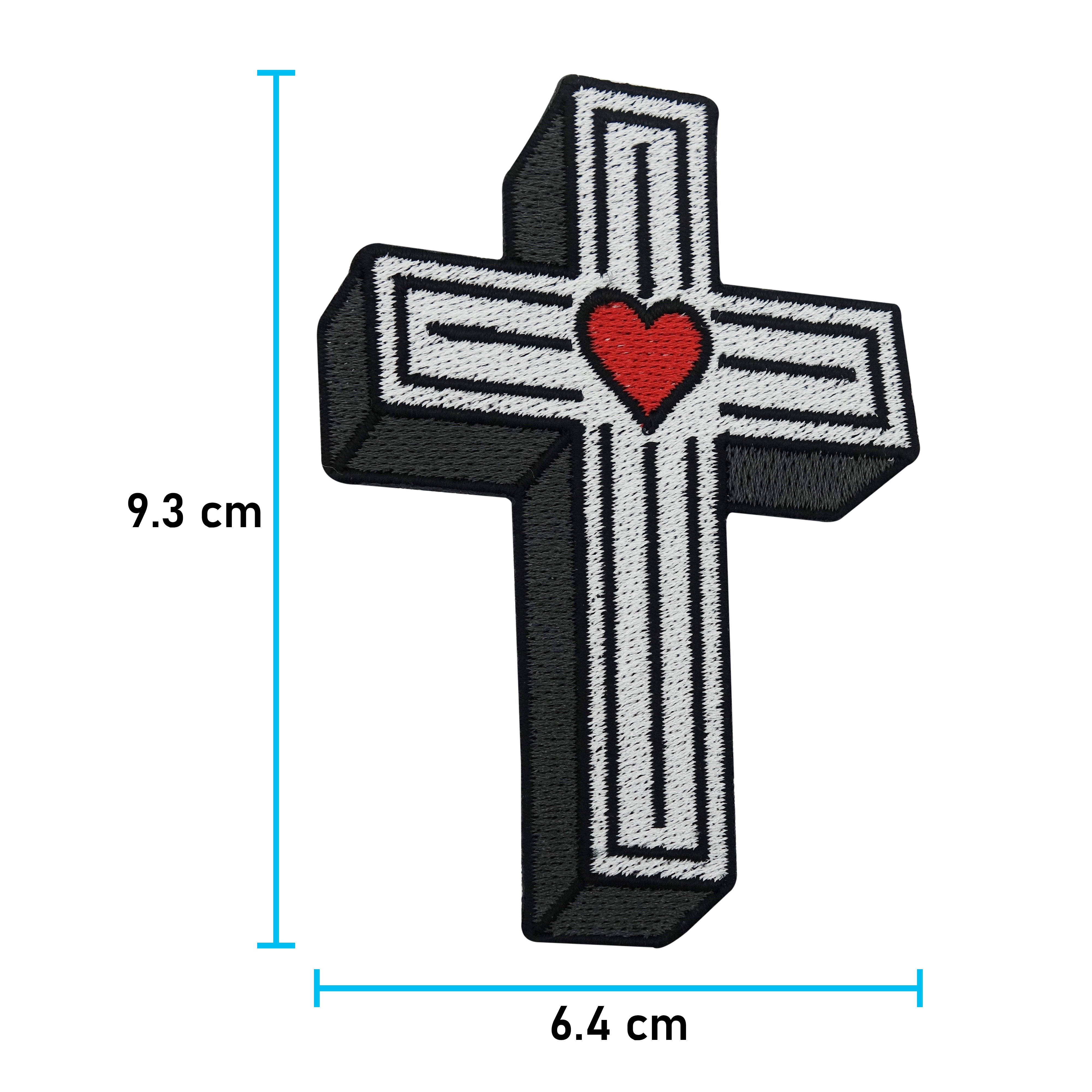 Kreuz Patch mit der Maße: 9,3 x 6,4 cm