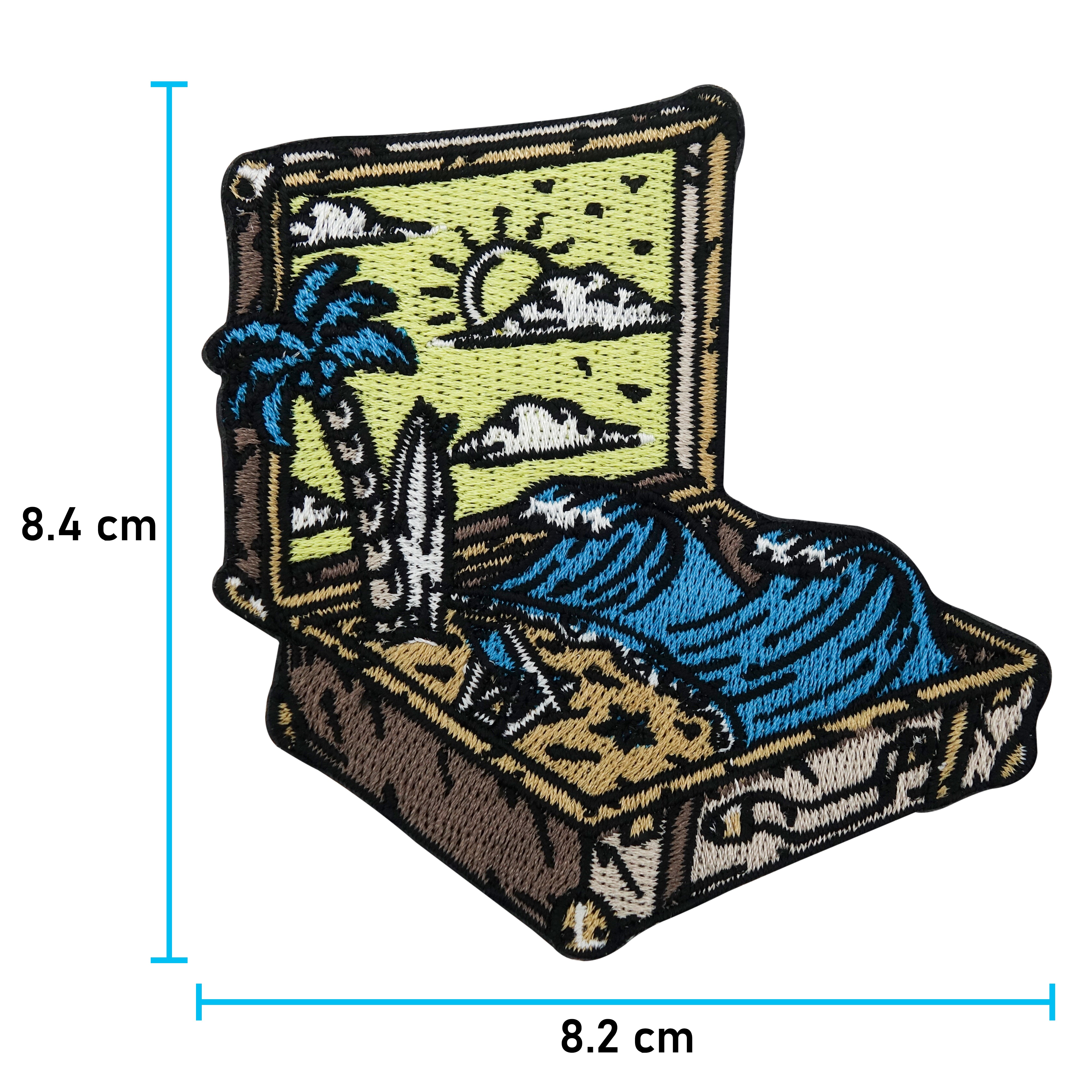 Strand im Koffer Patch mit der Maße: 8,4 x 8,2 cm