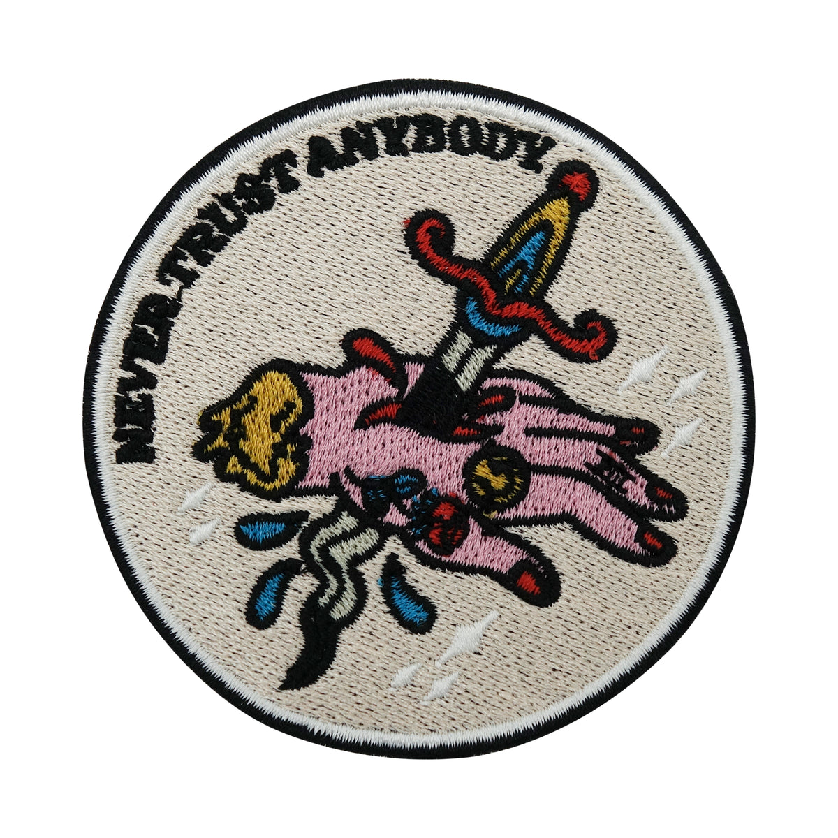 Weißer Never Trust Anybody / Dolch durch Hand Patch
