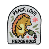 Weißer Peace, Love & Igel gießt Blumen Patch 