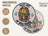 Vorder- und Rückseite des Patches, mit Bügelfolie. „Finally Home“ Logo und Nutzungsoptionen: Aufbügeln, Aufnähen, Aufkleben mit Textilkleber