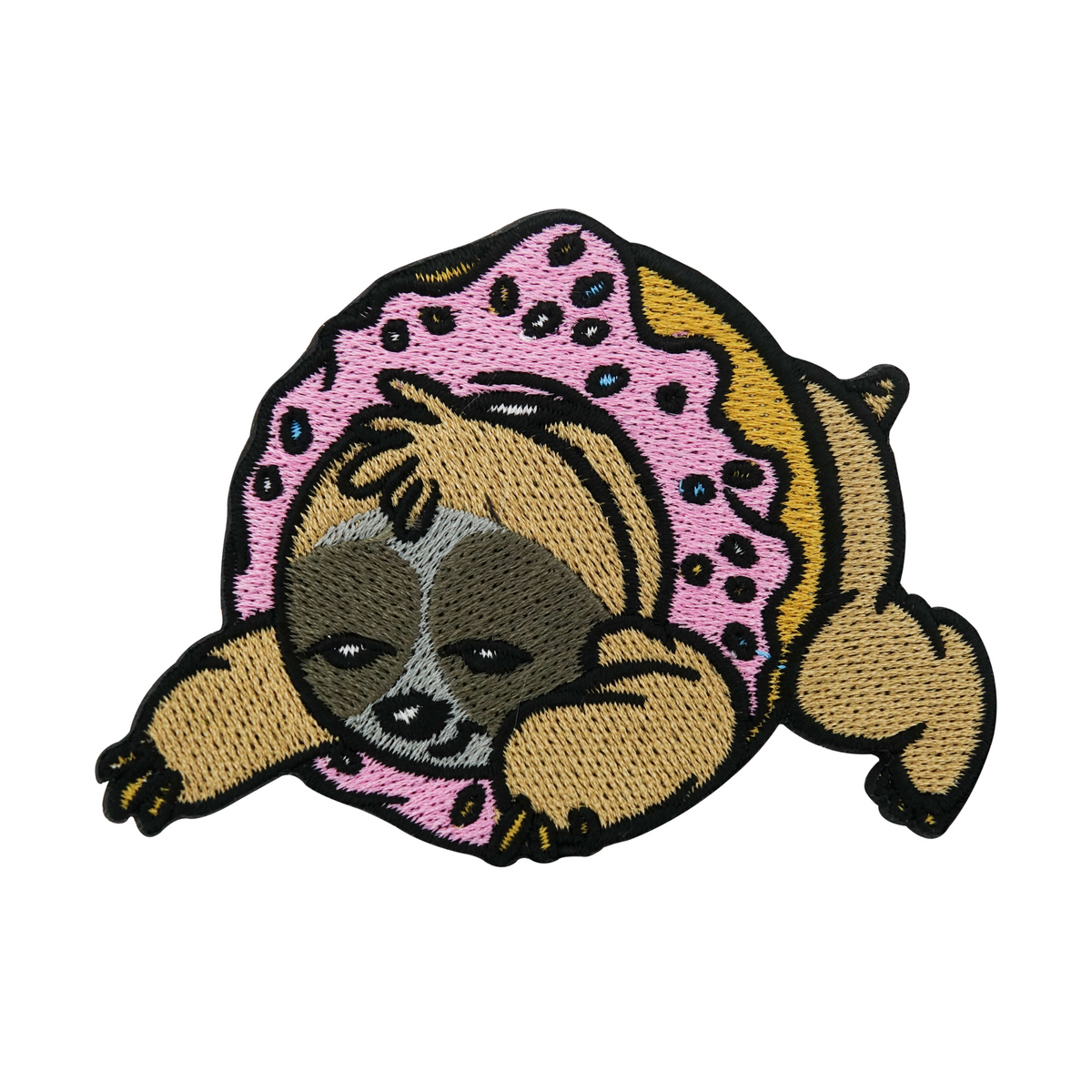 Lustiger Donut Faultier Patch | Tier DIY Flicken | Cute Sloth Aufnäher