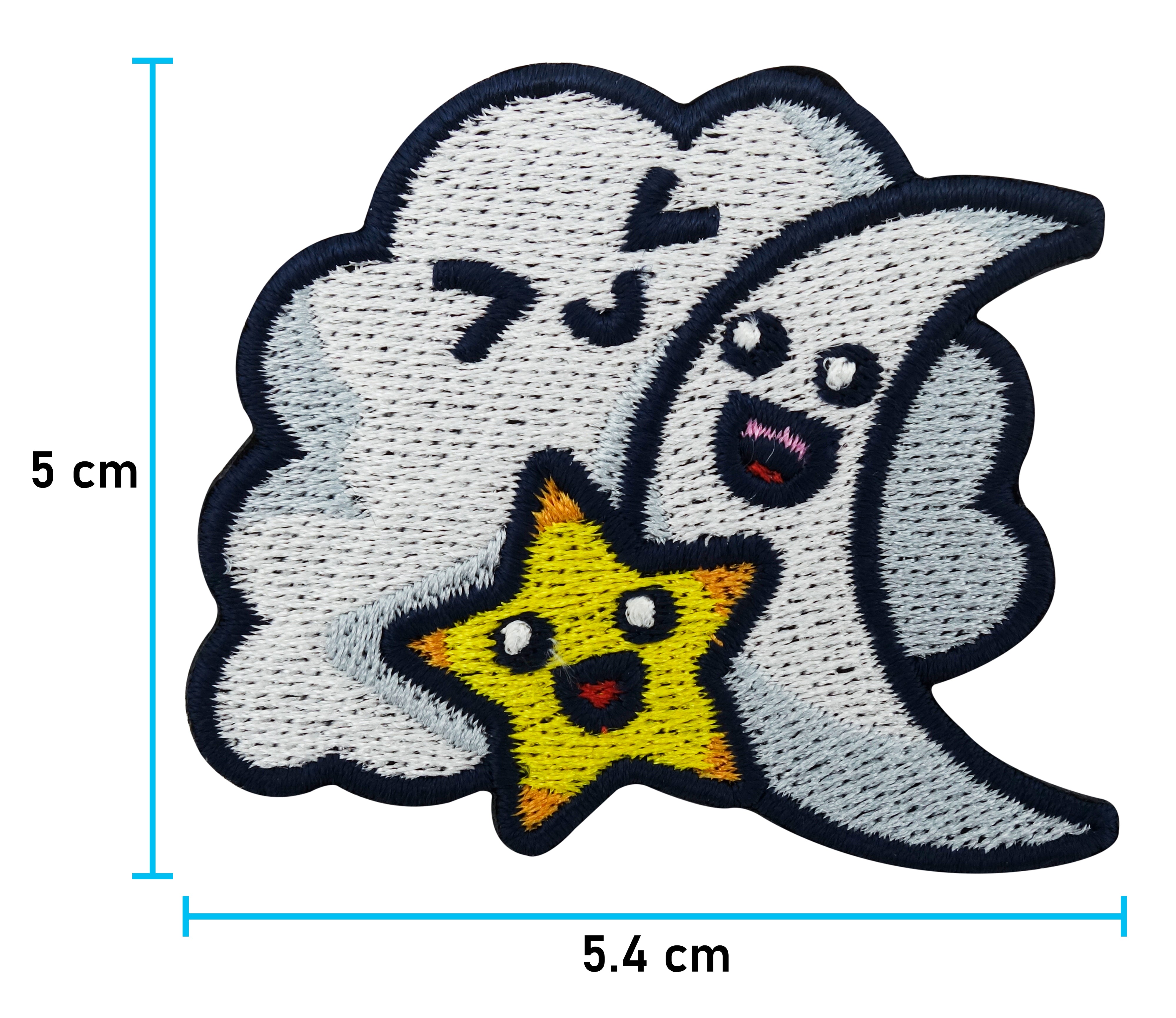 Wolke, Mond und Stern Patch mit der Maße: 5 x 5,4 cm