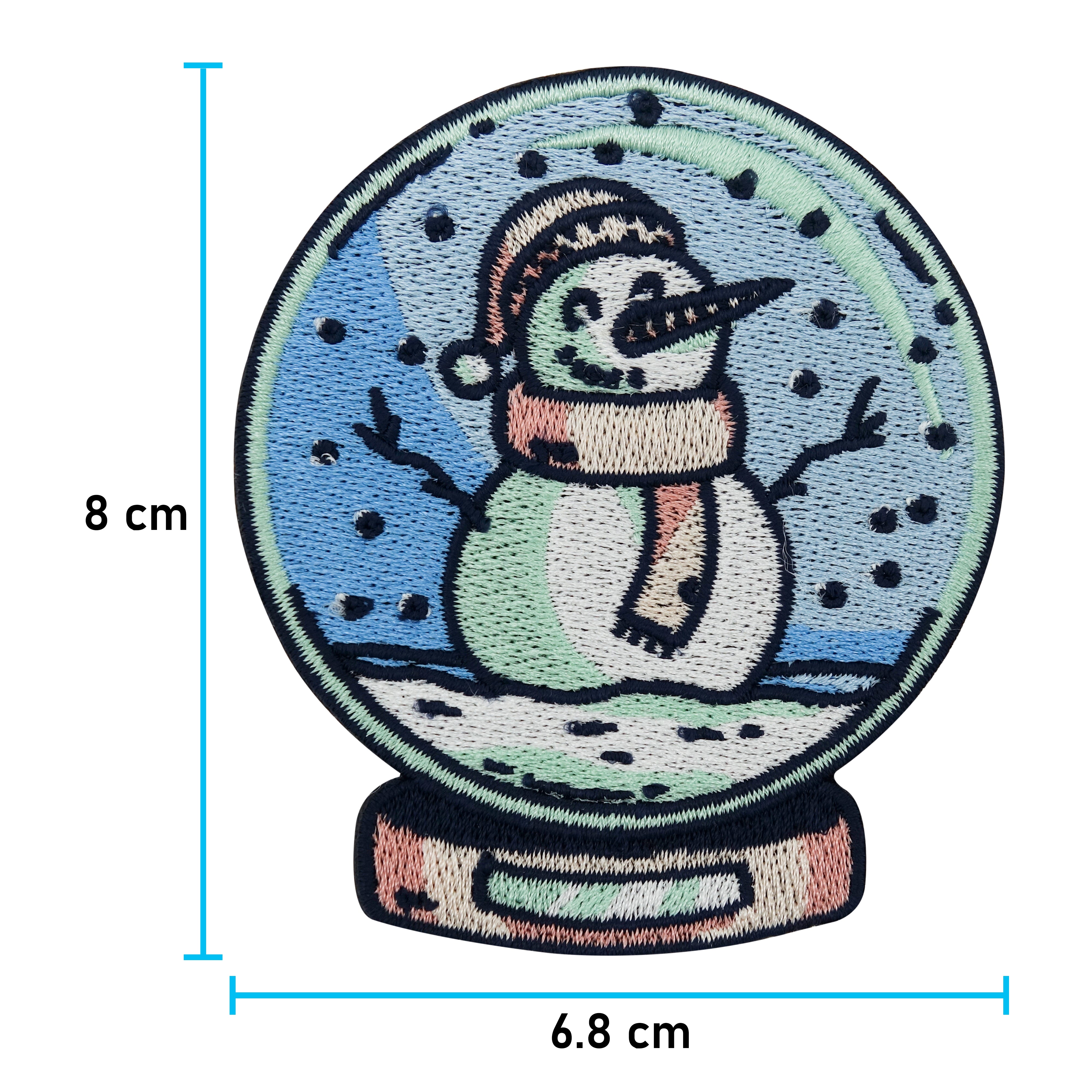 Schneemann Patch mit der Maße: 8 x 6,8 cm