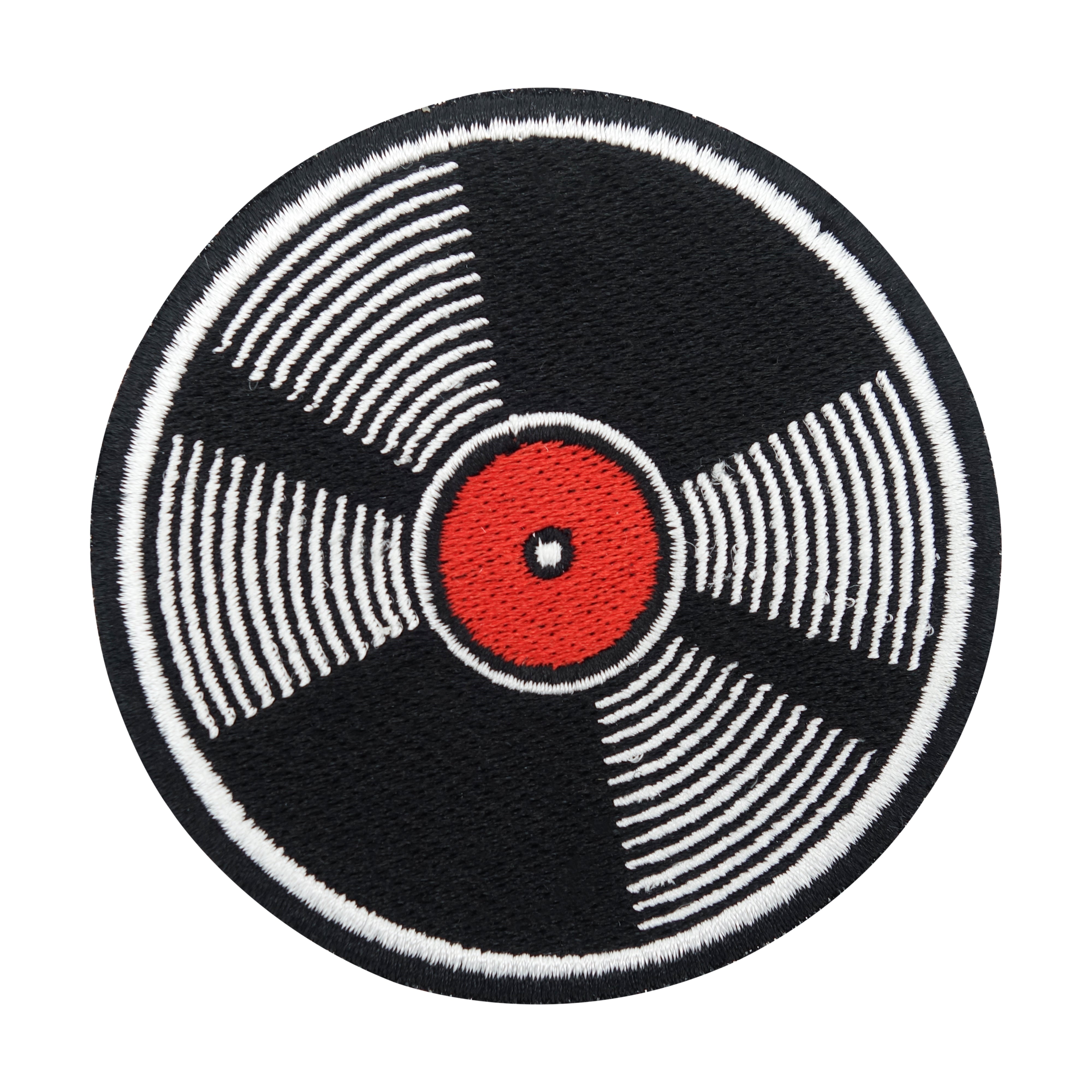 Schallplatte Klett Patch  | Musik Klett Patches, Retro Aufnäher, Vinyl Klettpatches, Outdoor Klettpatch Rund 8cm, Rock Badge