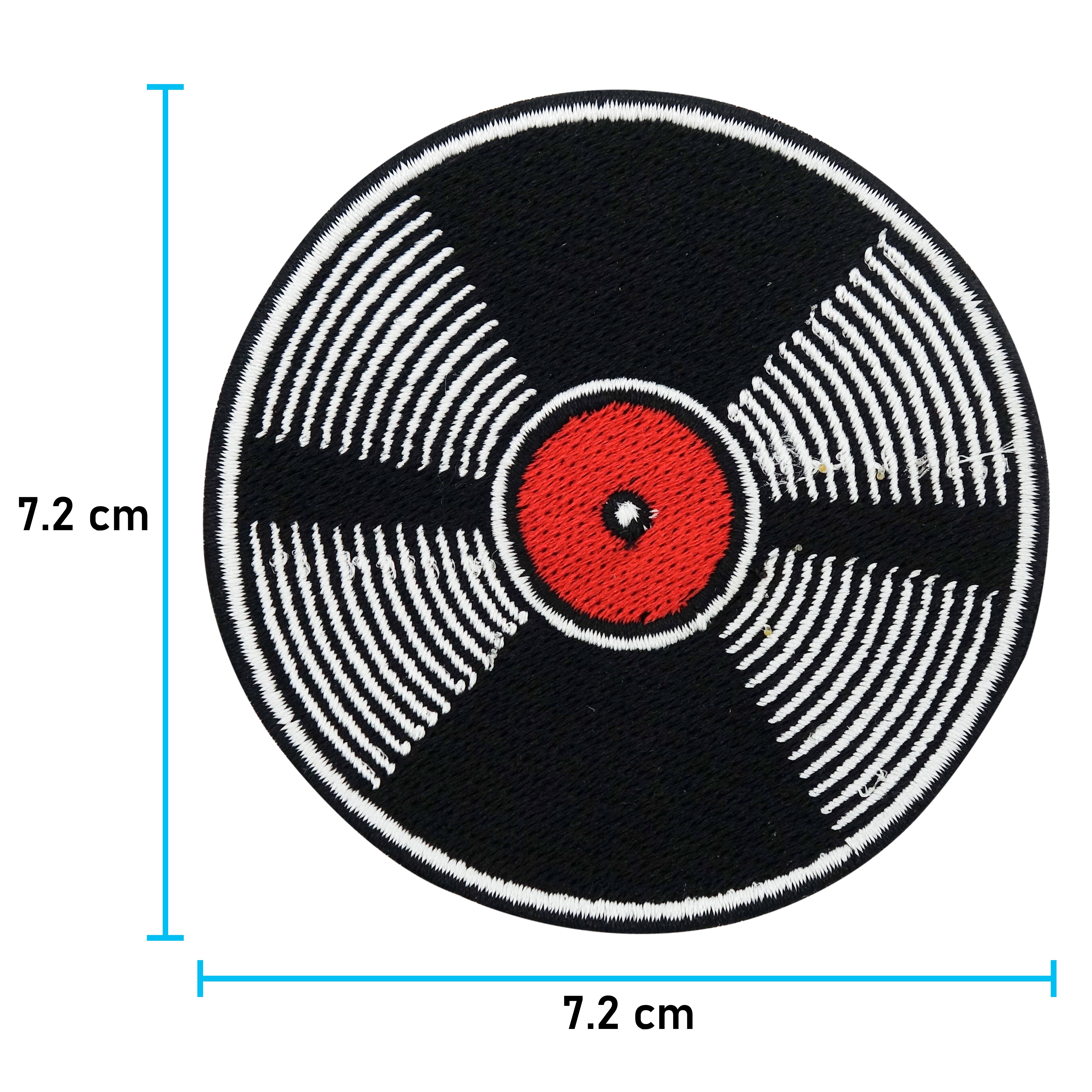 Schallplatten Patch mit der Maße: 7,2 x 7,2 cm
