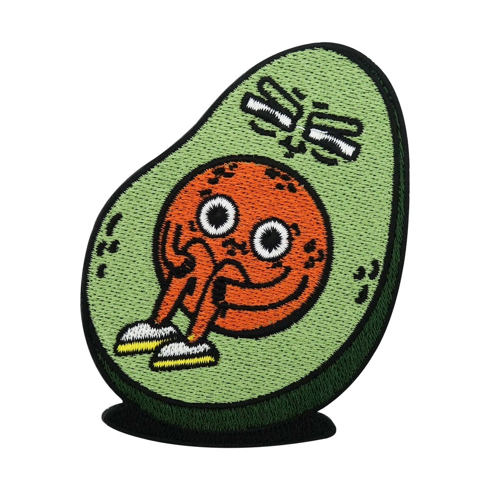 Grüner Cartoon Avocado mit Gesichtern Patch