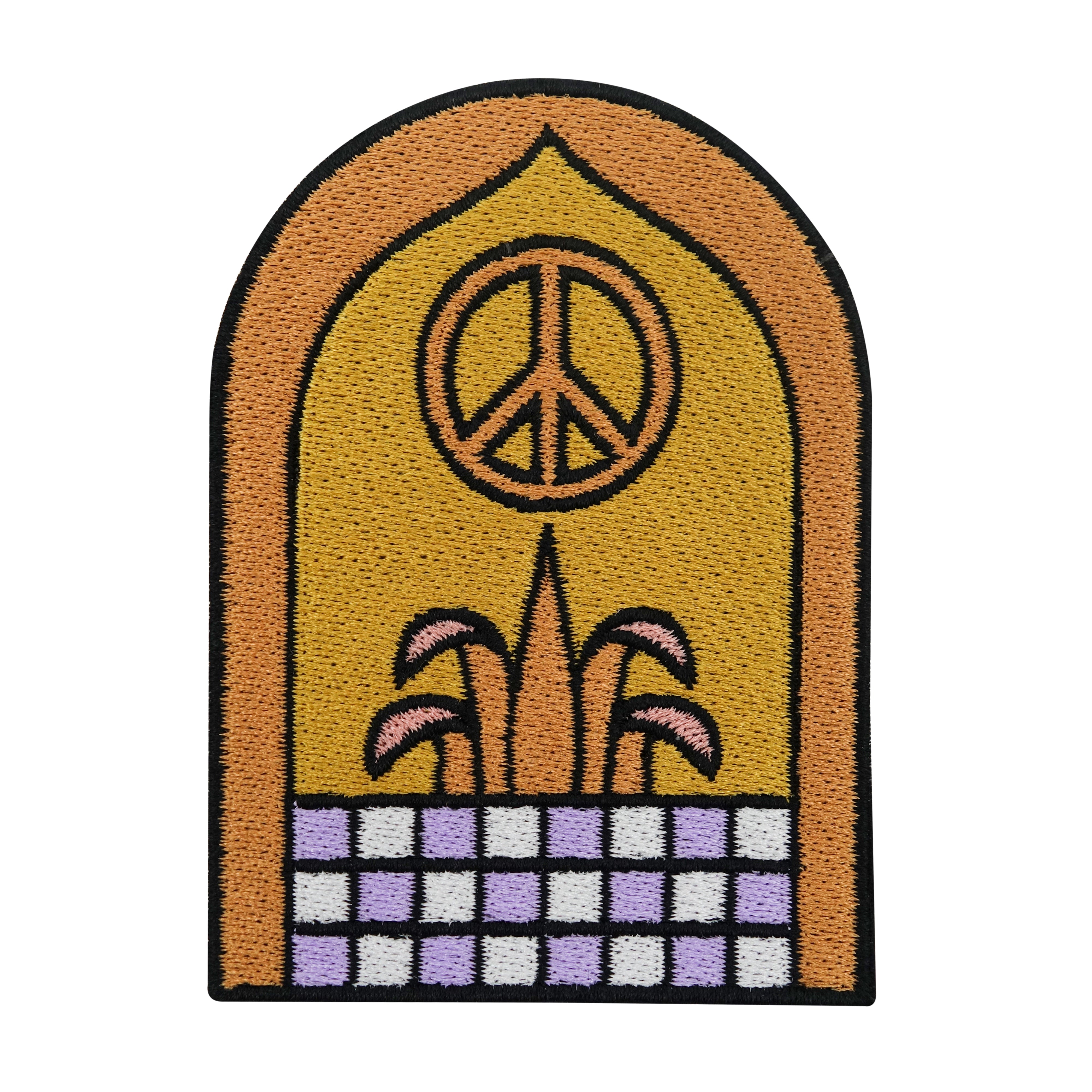 Orange-Gelber Peace Zeichen Vintage Patch