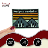 Feed your Wanderlust | Berg Patches, Natur Bügelbild, Wanderer Aufbügler, Retro Camping Aufnäher, Outdoor Bügelpatch, Finally Home Patch zum Aufbügeln