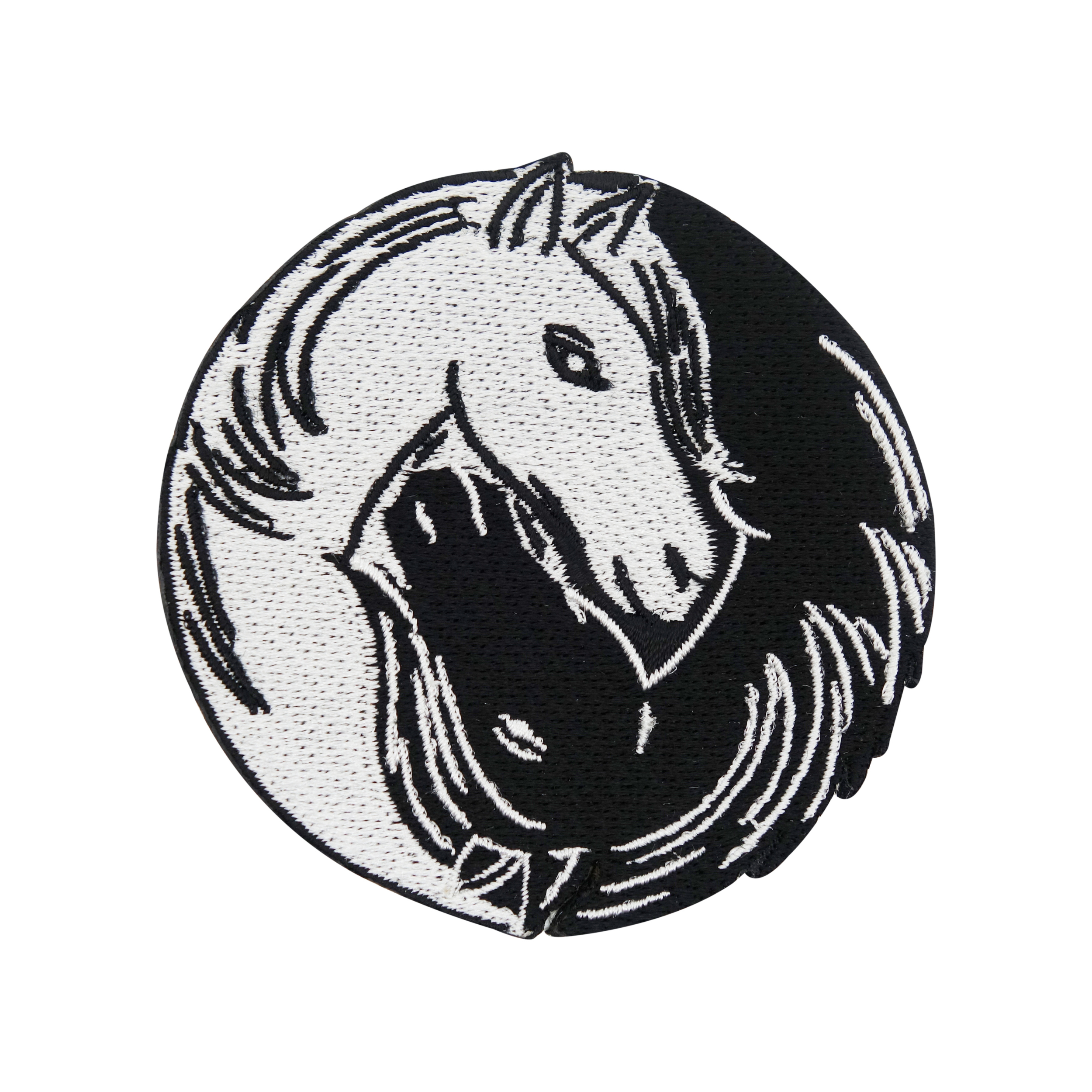 Schwarz-weißer Yin & Yang Pferdeköpfe Patch