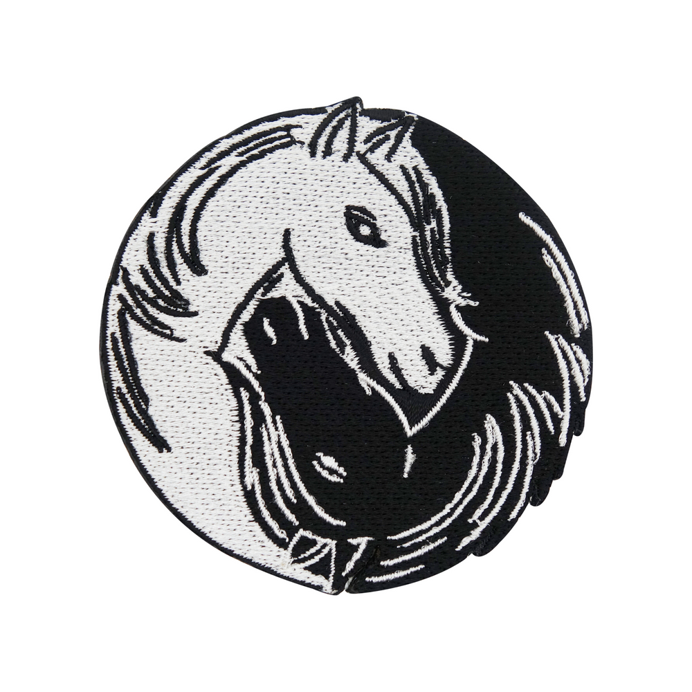 Schwarz-weißer Yin & Yang Pferdeköpfe Patch