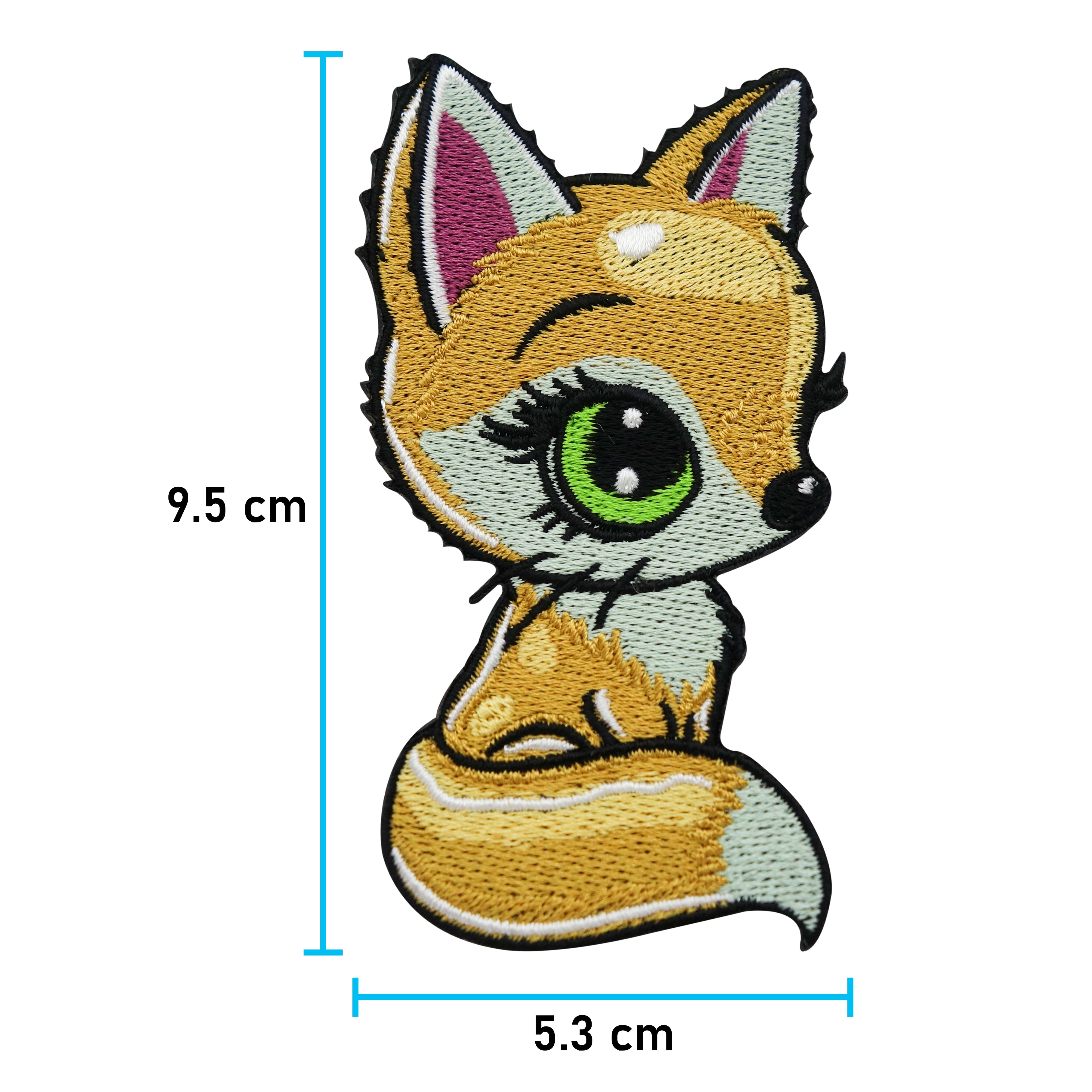 Fuchs Patch mit der Maße: 9,5 x 5,3 cm