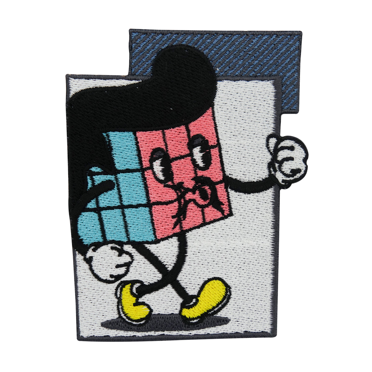 Rot-Blauer 3D Retro Würfel Cartoon Patch