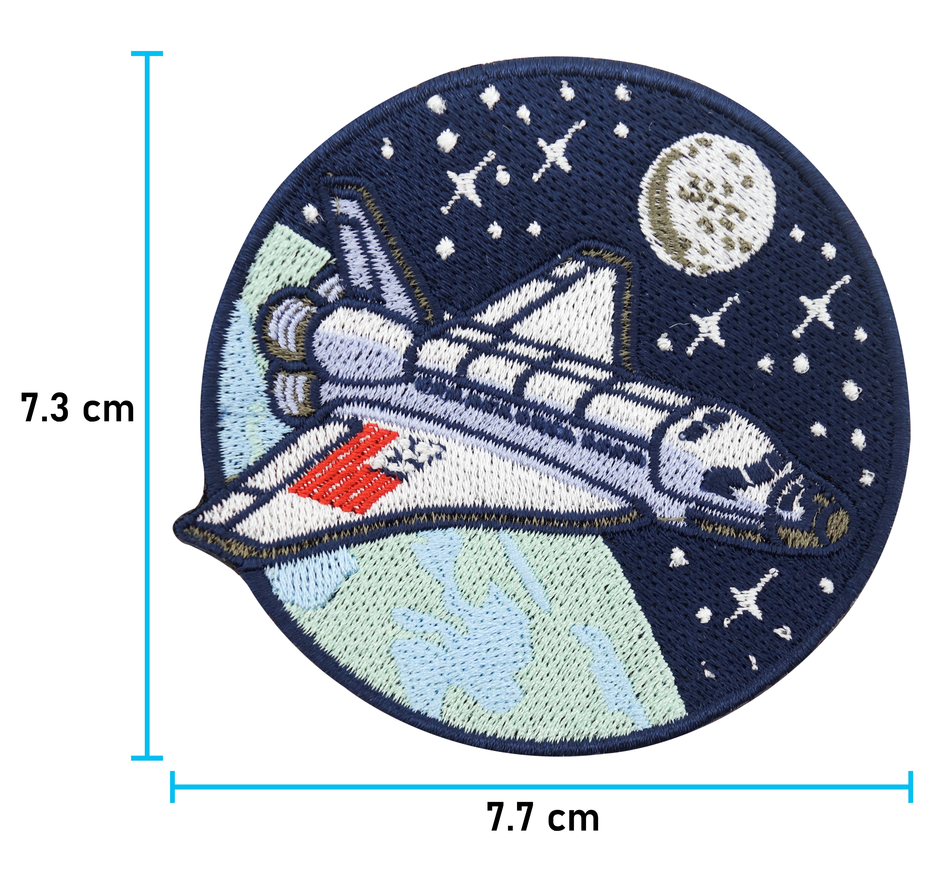 Raumschiff Patch mit der Maße: 7,3 x 7,7 cm