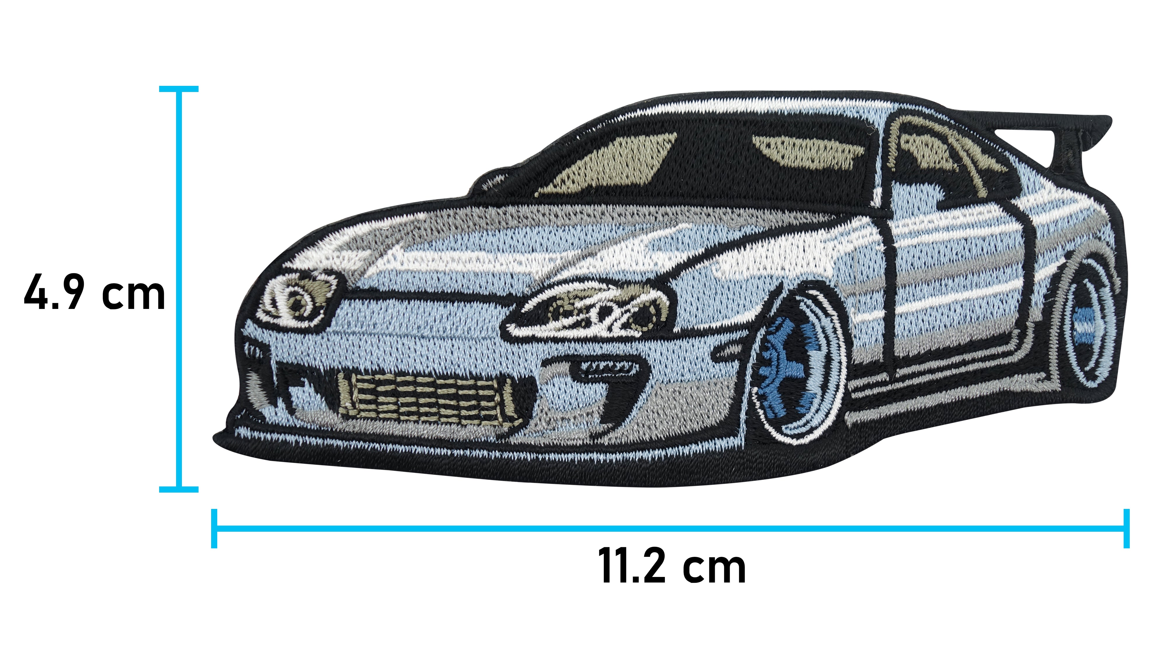 Sportwagen Patch mit der Maße: 4,9 x 11,2 cm