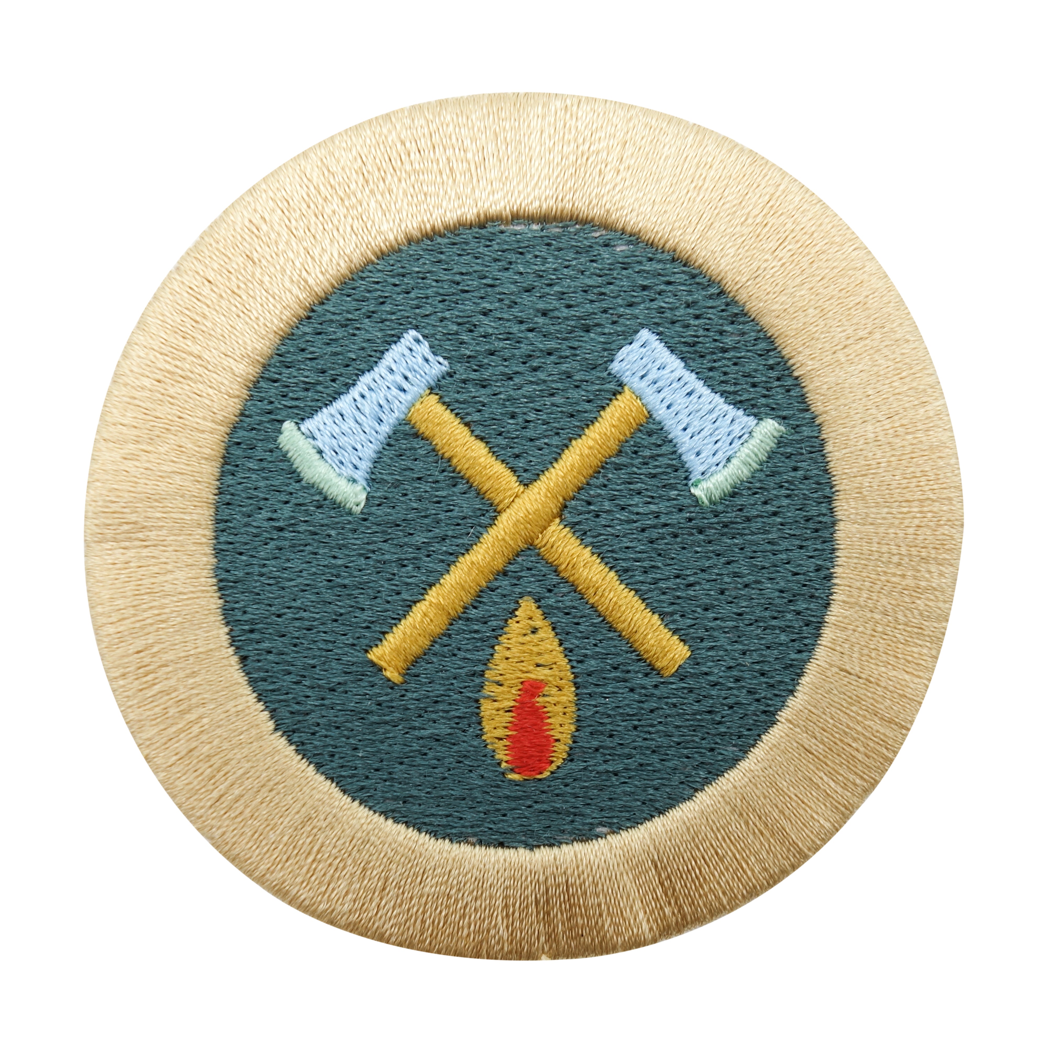 Grün-Beiger Axt mit Feuer Patch