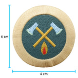 Axt und Feuer Patch mit der Maße: 6 x 6 cm