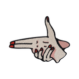 Finger gun patch | Woman's hand weapon iron-on patch | Hand, woman patch