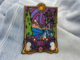 Pilz Land Patch auf hellblauer Jeans