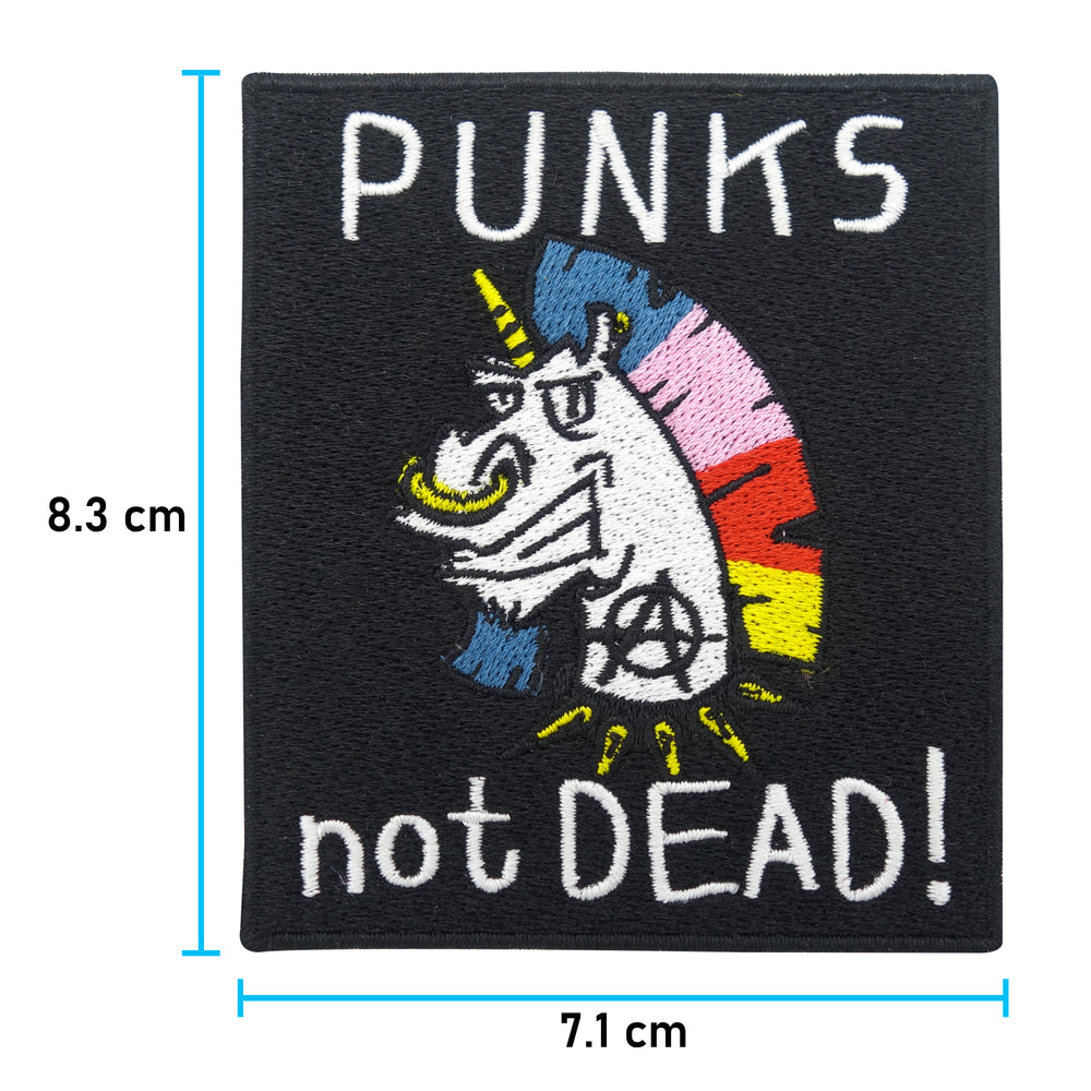Einhorn Punk Patch mit der Maße: 8,3 x 7,1 cm