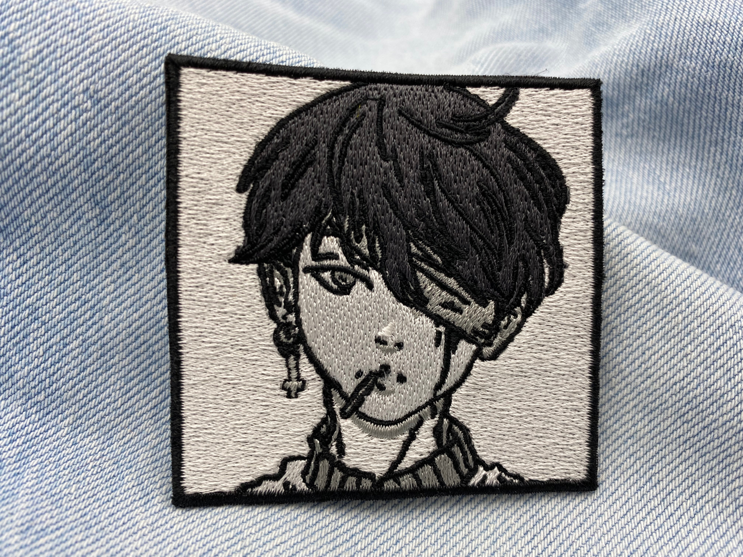 Korean Boy Patch auf hellblauer Jeans
