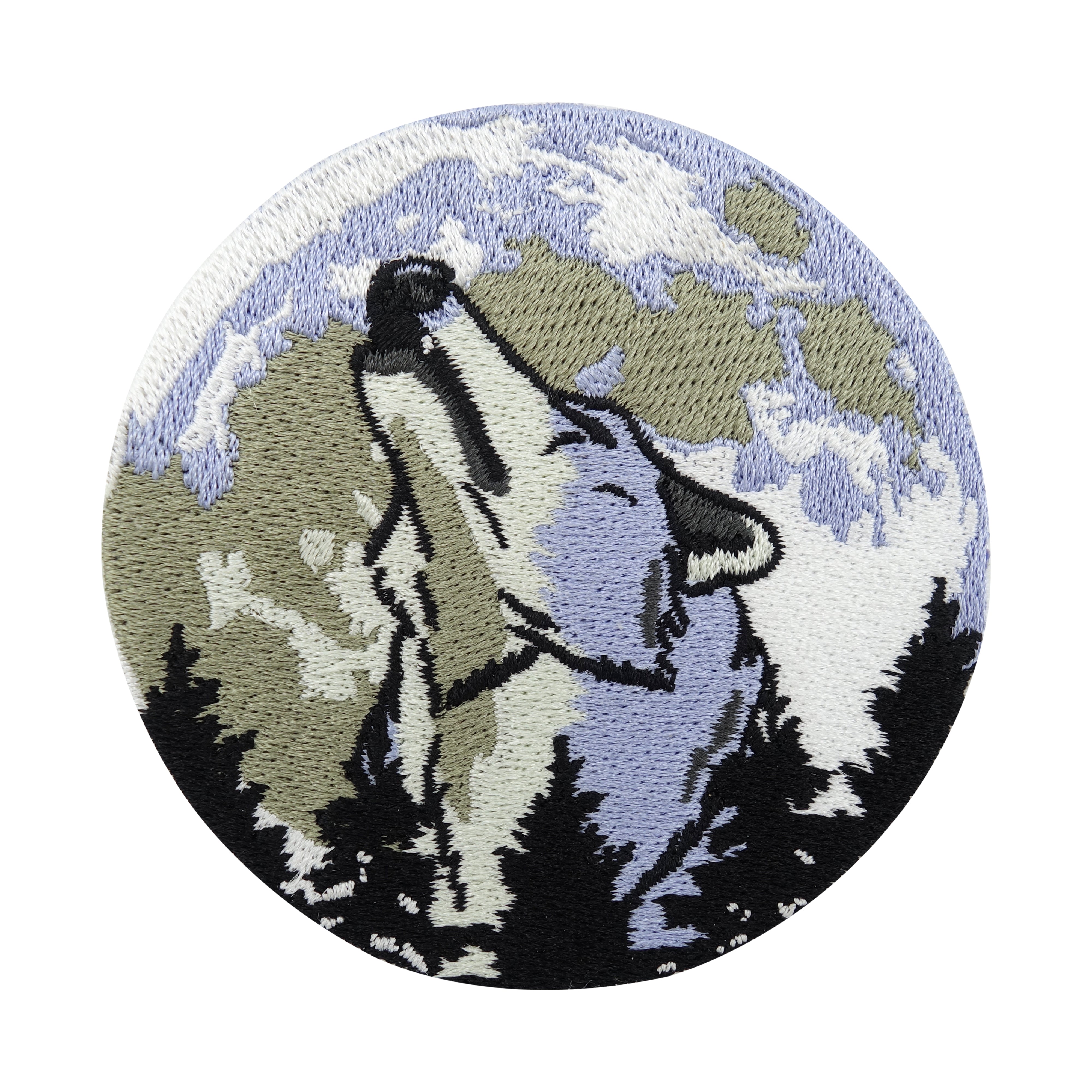 Weißer Wolf im Vollmond Patch