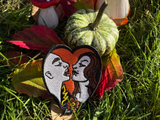 Verliebte Vampire Patch mit herbstlichen Hintergrund