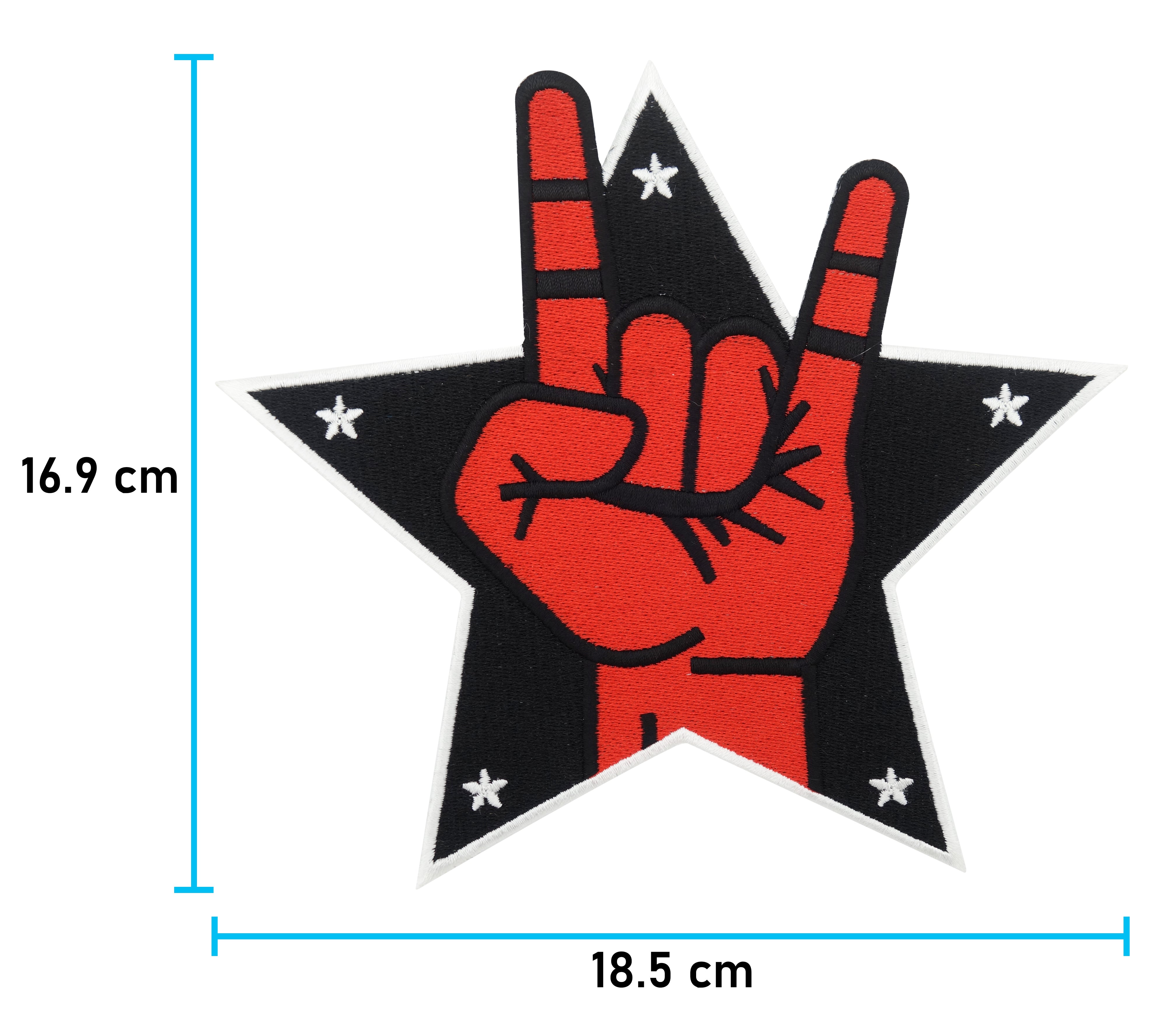 Rocker Patch mit der Maße: 16,9 x 18,5 cm