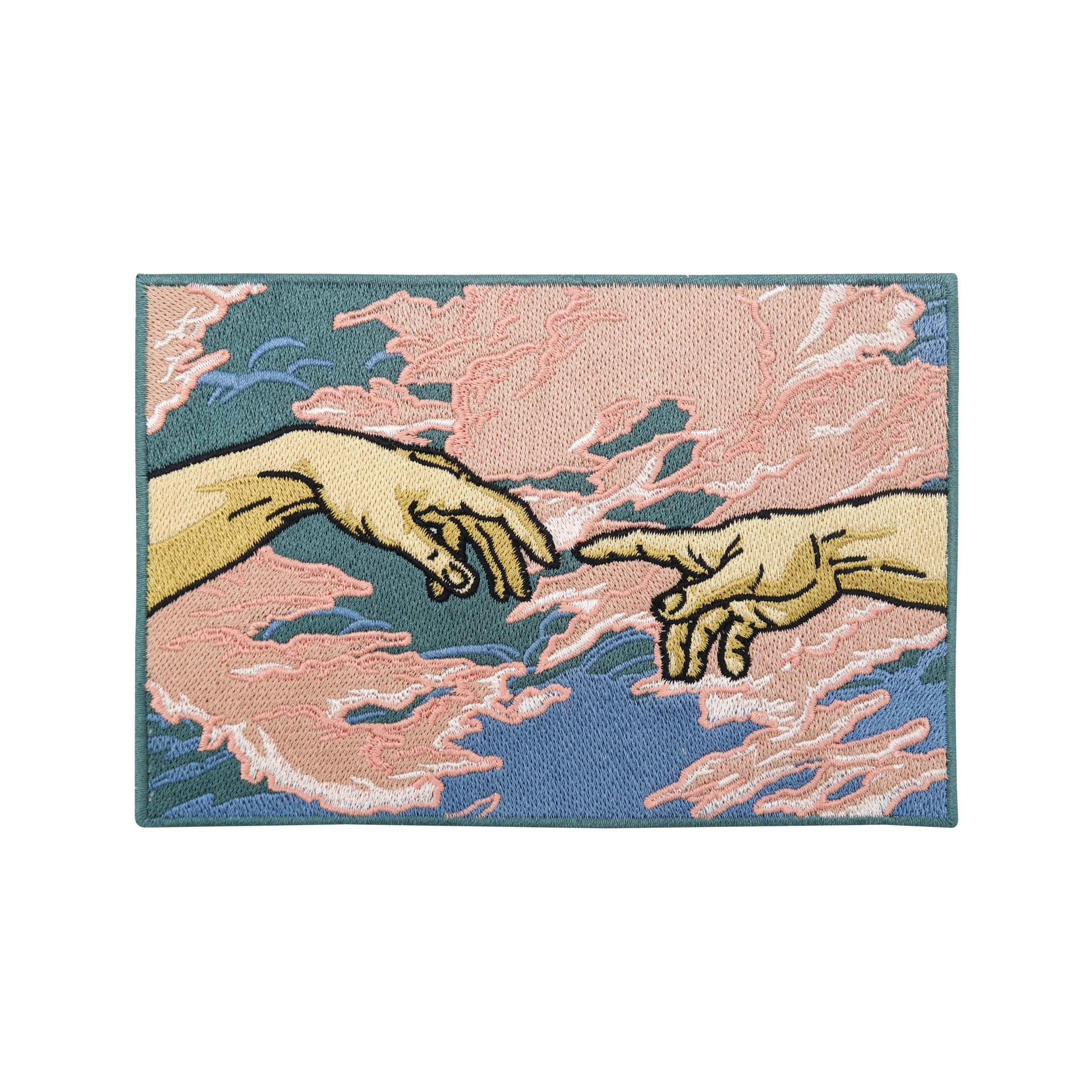 Großer Michelangelo Hände Patch | Himmel Wolke Rückenpatch | Kunst DIY