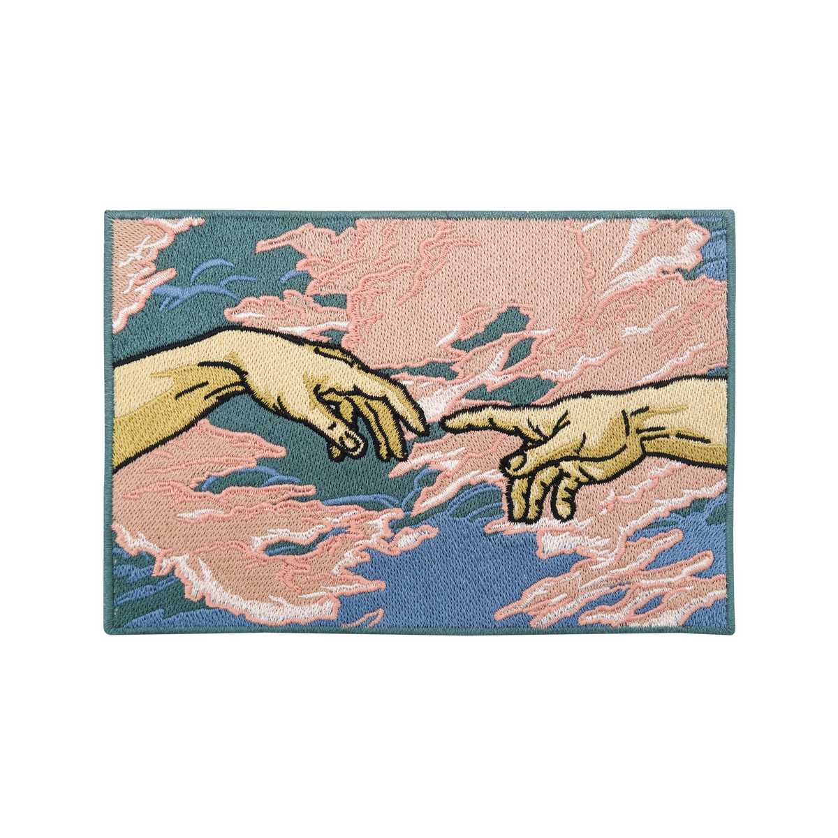 Großer Michelangelo Hände Patch | Himmel Wolke Rückenpatch | Kunst DIY