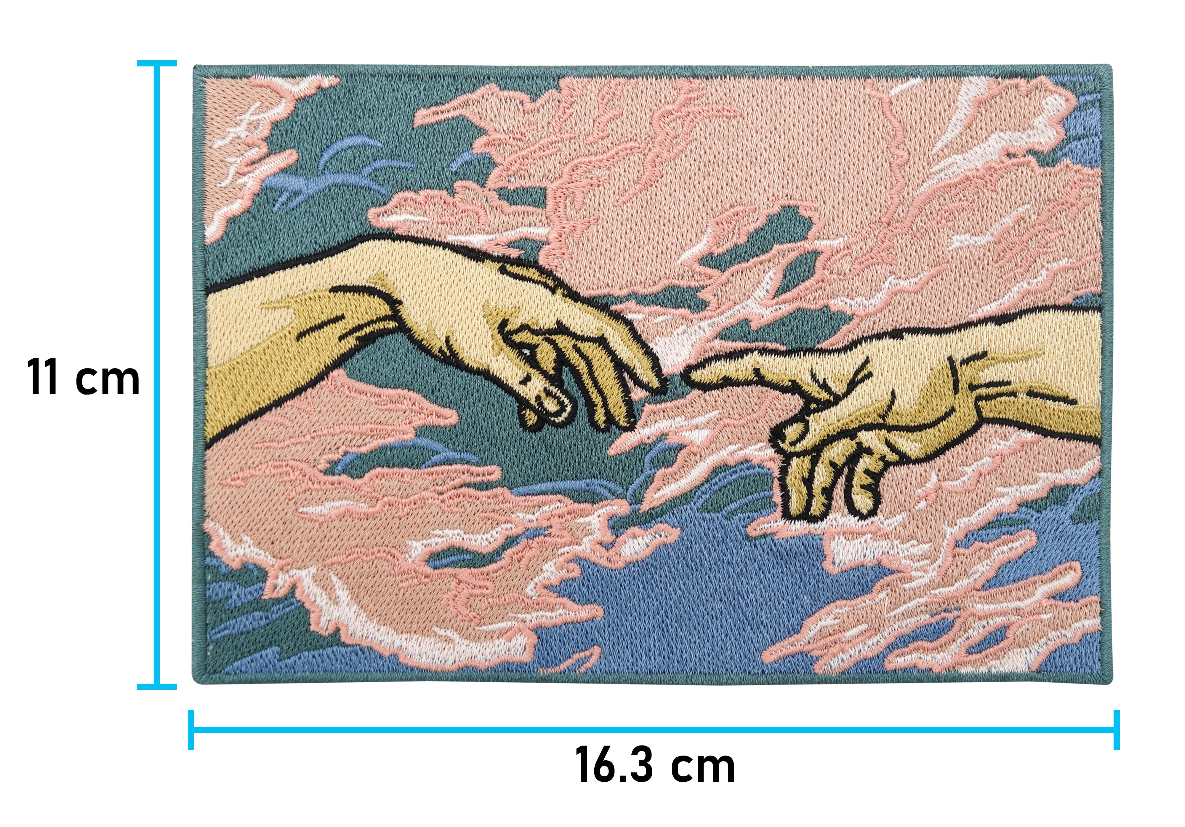 Michelangelo Hände Patch mit der Maße: 11 x 16,3 cm