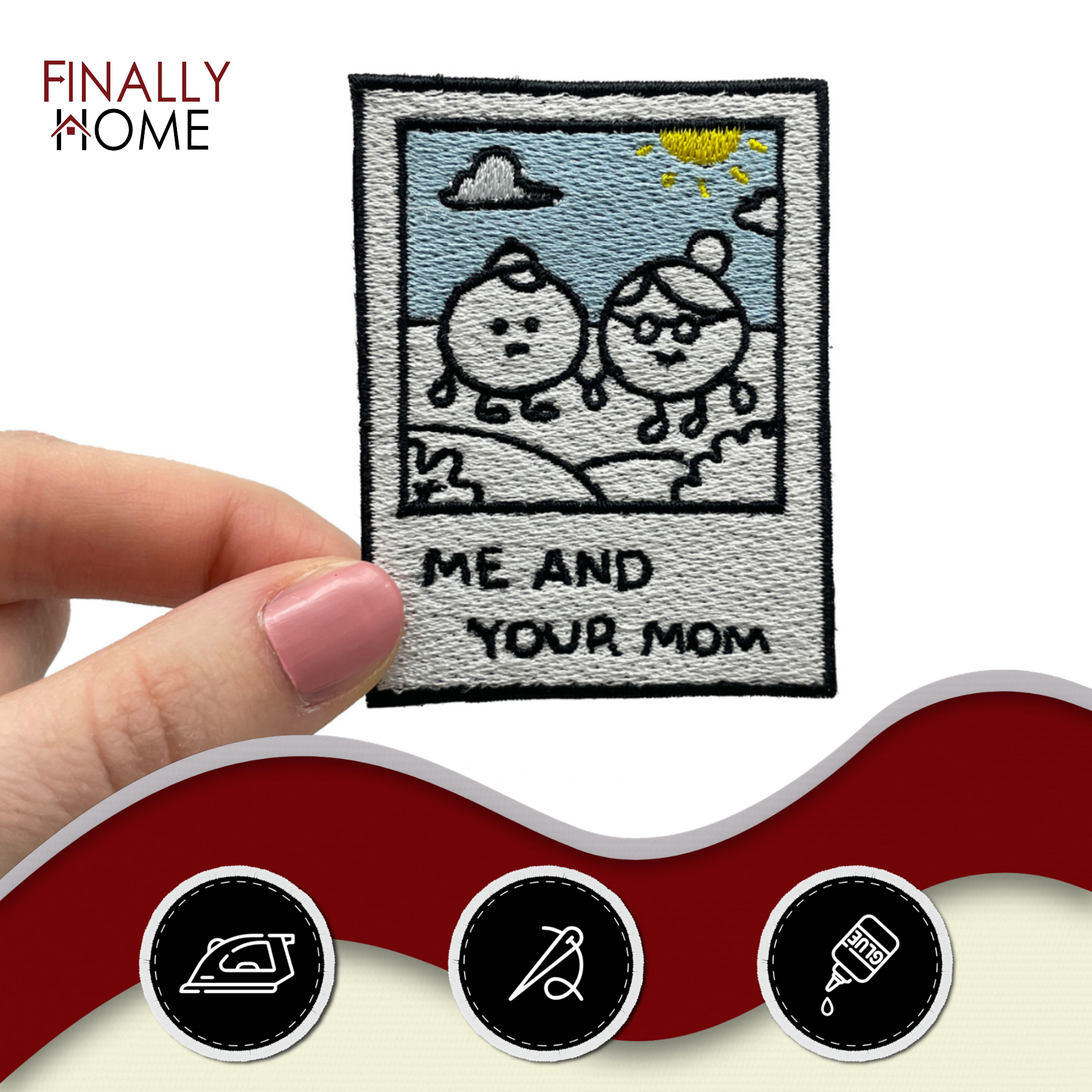 Me and Your Mom | Foto Retro Patches, Lustige Mutter Bügelbilder, Old School Spruch Aufbügler, Witziger Aufnäher, Vintage Flicken, Finally Home Patch zum Aufbügeln