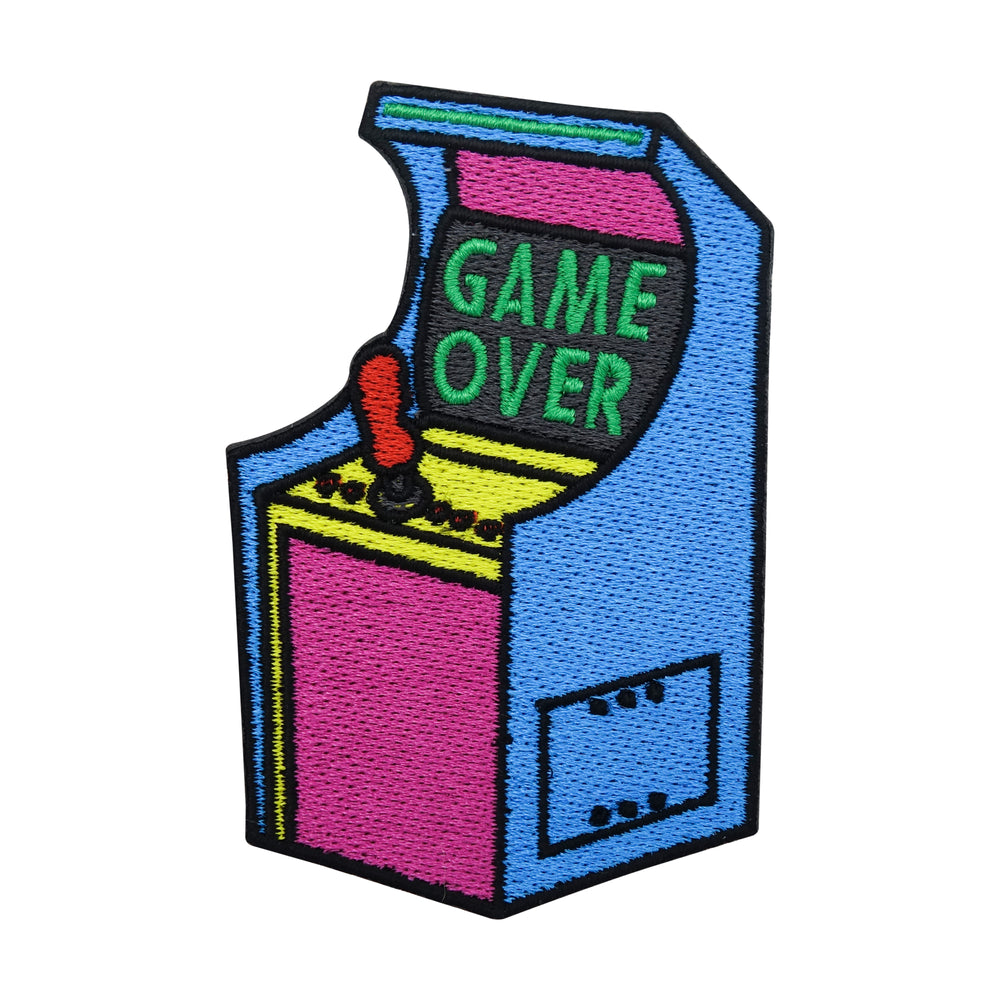 Pink-blauer Game Over Retro Spielautomat Patch