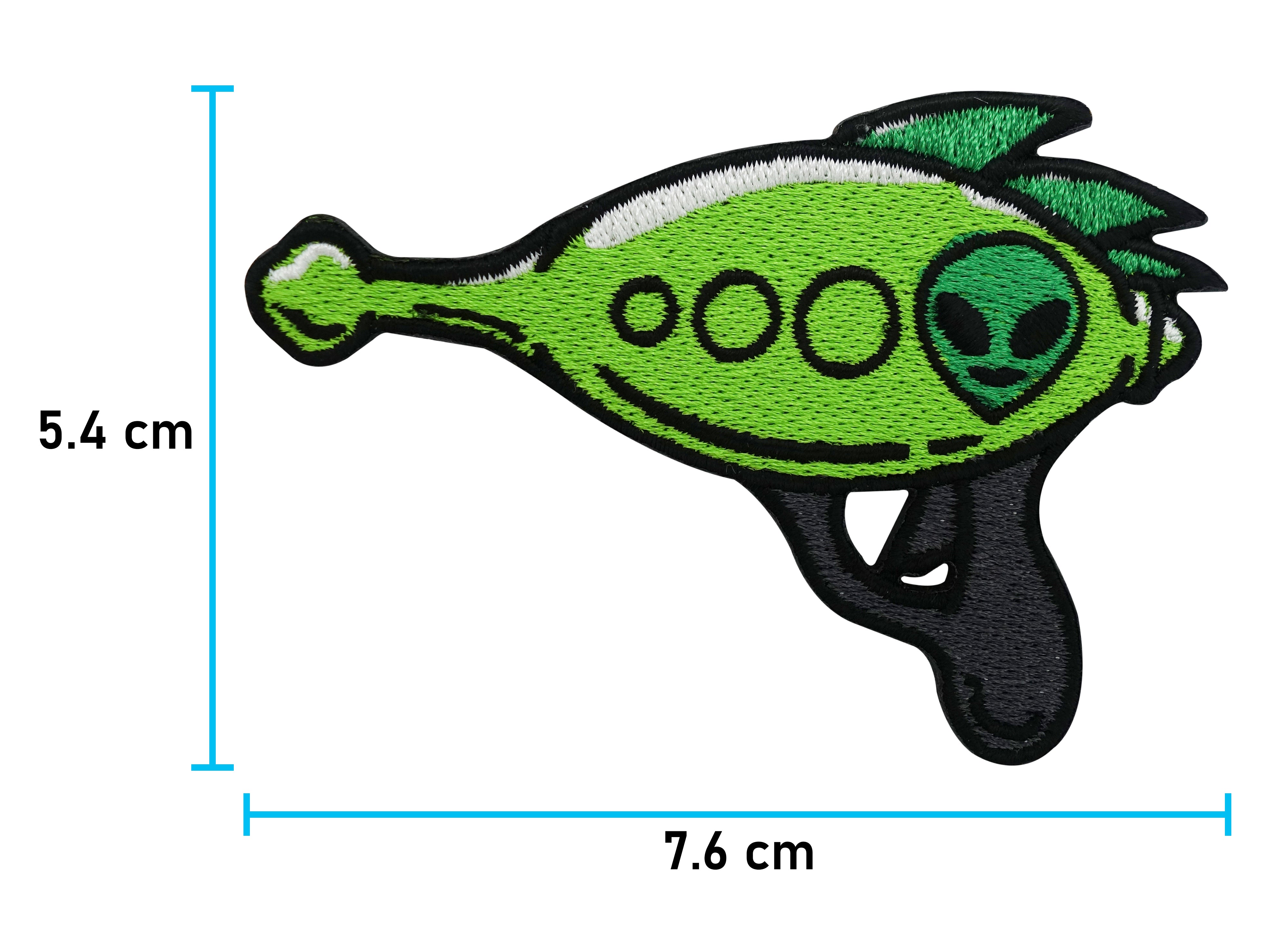 Alien Pistole Patch mit der Maße: 5,4 x 7,6 cm