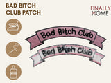 Vorder- und Rückseite des Patches, mit Bügelfolie. „Finally Home“ Logo und Nutzungsoptionen: Aufbügeln, Aufnähen, Aufkleben mit Textilkleber