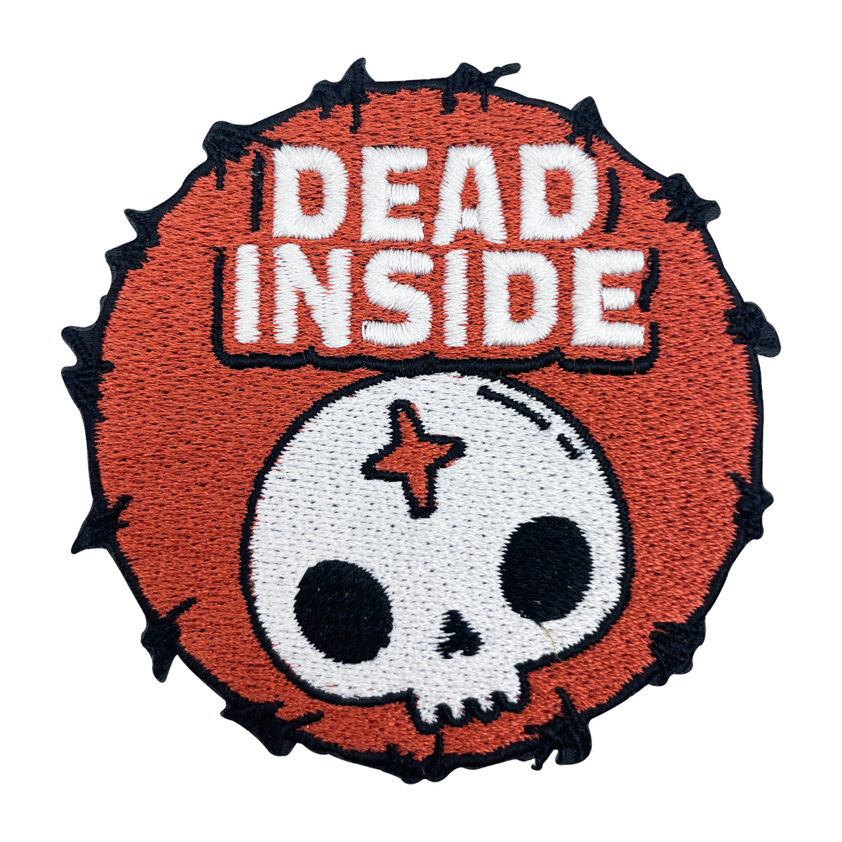 Orangener Dead Inside Totenkopf Patch
