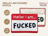 Vorder- und Rückseite des Patches, mit Bügelfolie. „Finally Home“ Logo und Nutzungsoptionen: Aufbügeln, Aufnähen, Aufkleben mit Textilkleber